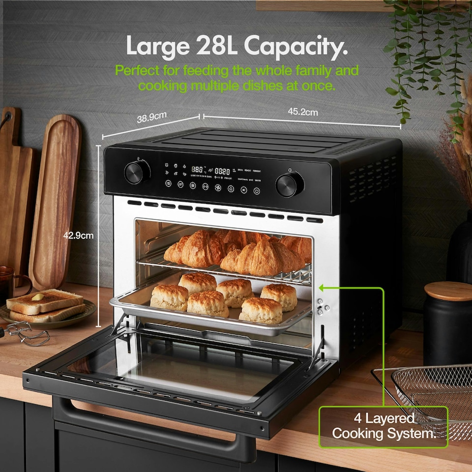 image 1 of Air Fryer Oven 28L with Rotisserie Digital Countertop 1800W