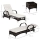 image 7 of Outsunny 3 PCS Rattan Lounger Recliner Bed Garden Furniture Set w/ Side Table
