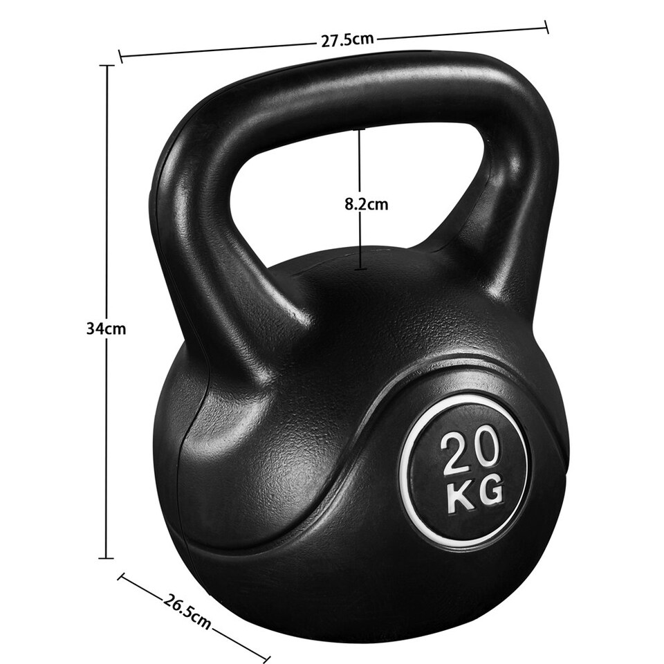 image 1 of Yaheetech 20kg Weight Lifting Kettlebell with HDPE Coating | Black | 20
