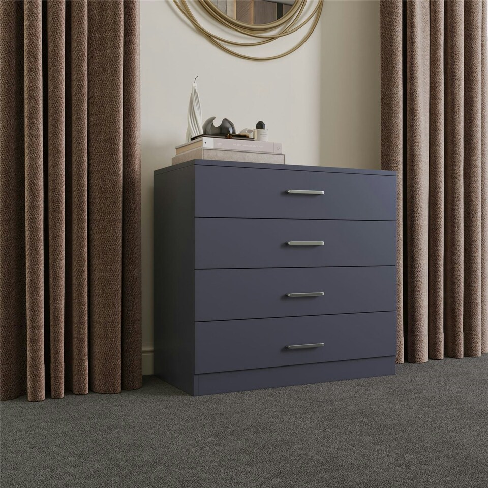 image 1 of Dakota 4 Drawer Chest Grey | Dark Grey