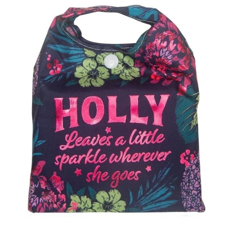 image 1 of History & Heraldry Personalised Sparkle Reusable Foldable Shopper Bag - Holly Multi