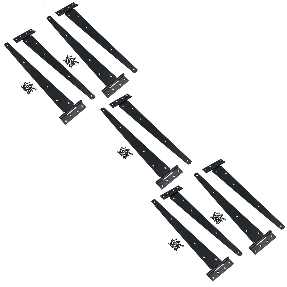 image 1 of 18in / 450mm Heavy Duty T Tee Hinges For Shed + Garden Gates Black Finish 10pc