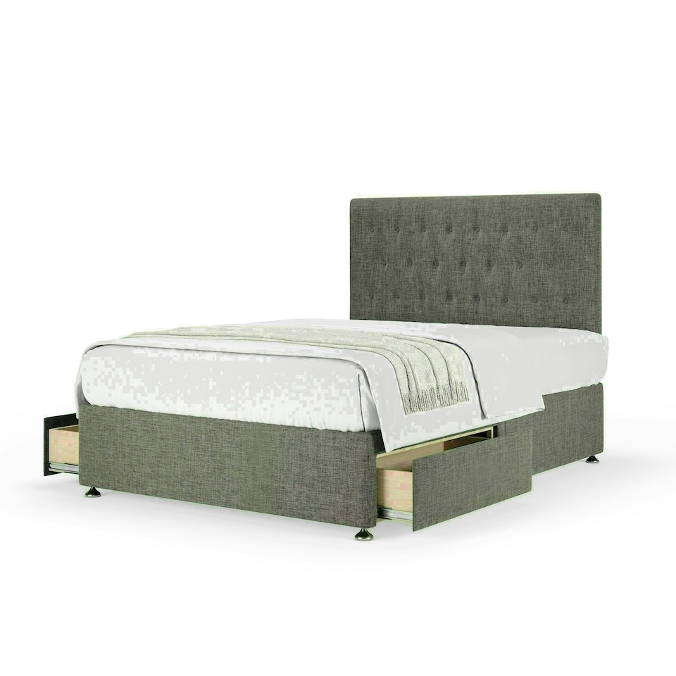 Slate Linen 2 Drawer Divan Base and Lona Headboard Double