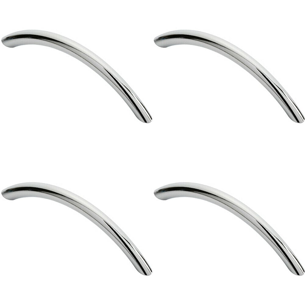 Loops 4x Curved Bow Cabinet Pull Handle 119 x 10mm 96mm Fixing Centres Chrome