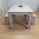 image 2 of Modern Rectangle Grey Dining Table Set With 2 Benches Dining Room Furniture | Grey | One Size