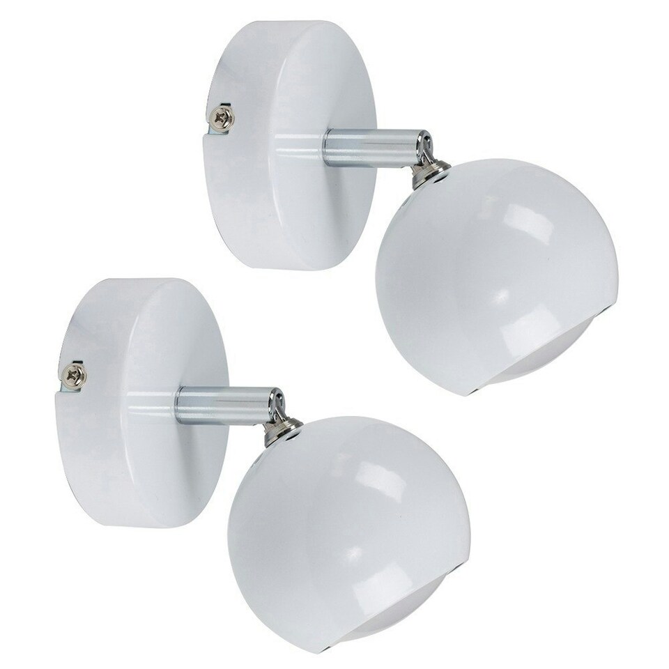 image 1 of ValueLights Pair Of Modern Single Eyeball Wall Spotlights in Gloss White Finish White