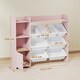 image 5 of AIYAPLAY Toy Storage Unit, with 8 Removable Bins, Storage Shelves, Cabinet, Toy Organiser, for Playroom, Kids Room, Nursery, Pink