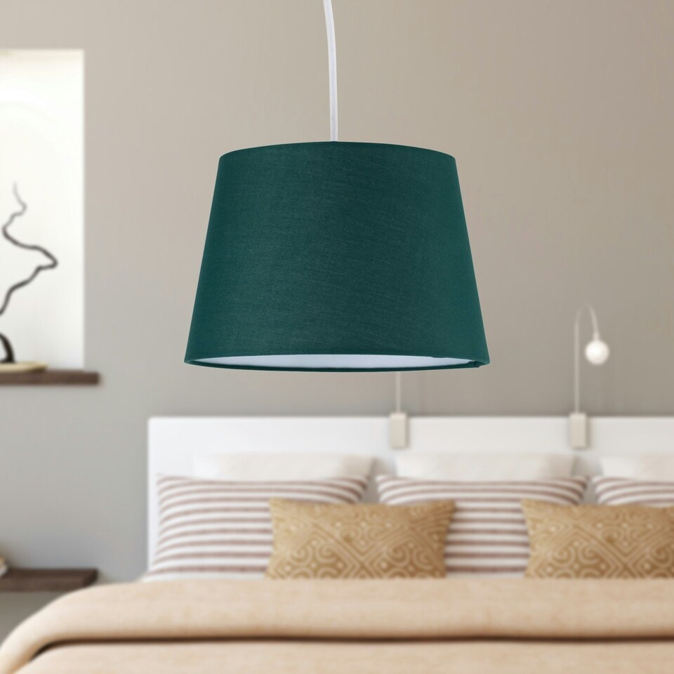 image 1 of Set of 2 Dark Green 23cm Tapered Cylinder Pendant or Lamp Shades Green