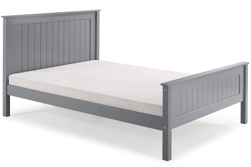 image 1 of 4ft6 Double Grey,wood,wooden high foot end,solid panel bed frame.Shaker style