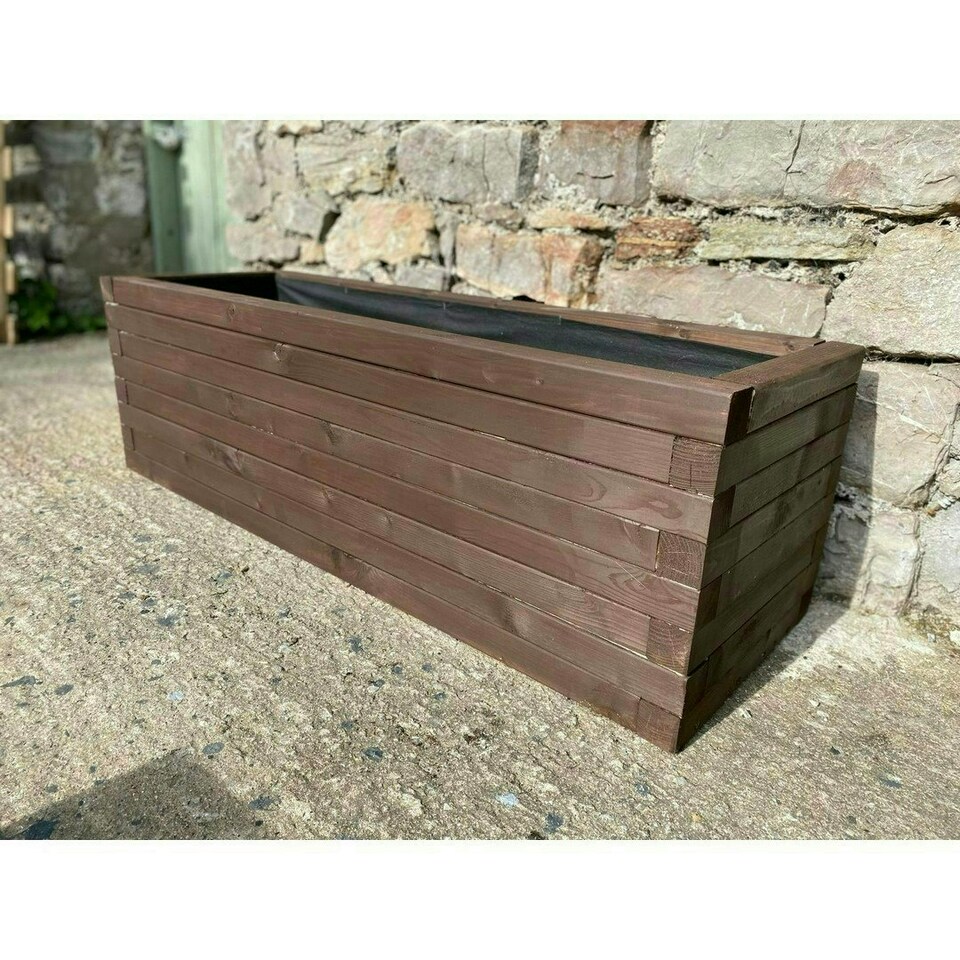 image 1 of Norfolk Planter (Painted Wooden Planter - Choice of Colours Available) - L150 x W30 x H50 cm Brown
