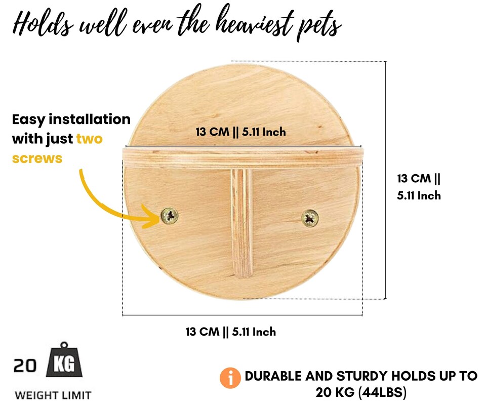 image 1 of NOVECRAFTO Wall-Mounted Cat Steps – Natural Wood Round Climbing Posts – Durable Cat Shelves for Climbing & Perching – Space-Saving Wall Steppers