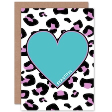 Heart Beautiful Purple Leopard Quote Card
