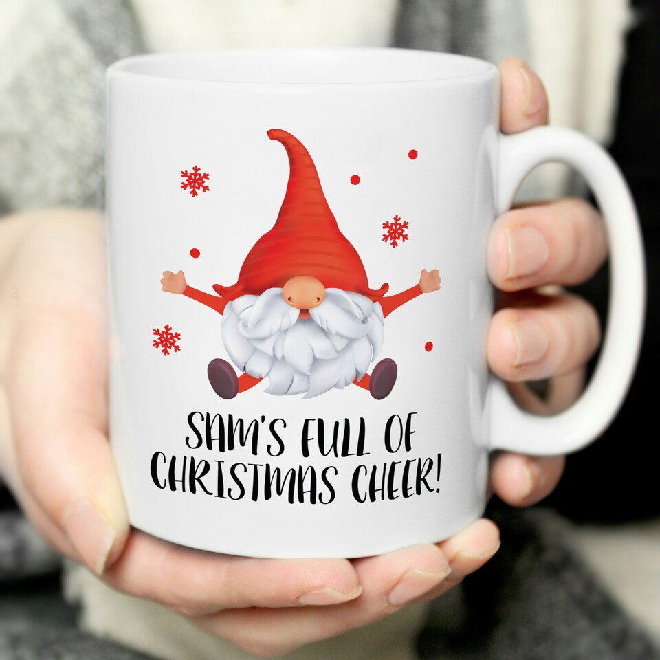 image 1 of Personalised Red Gonk Christmas Mug White