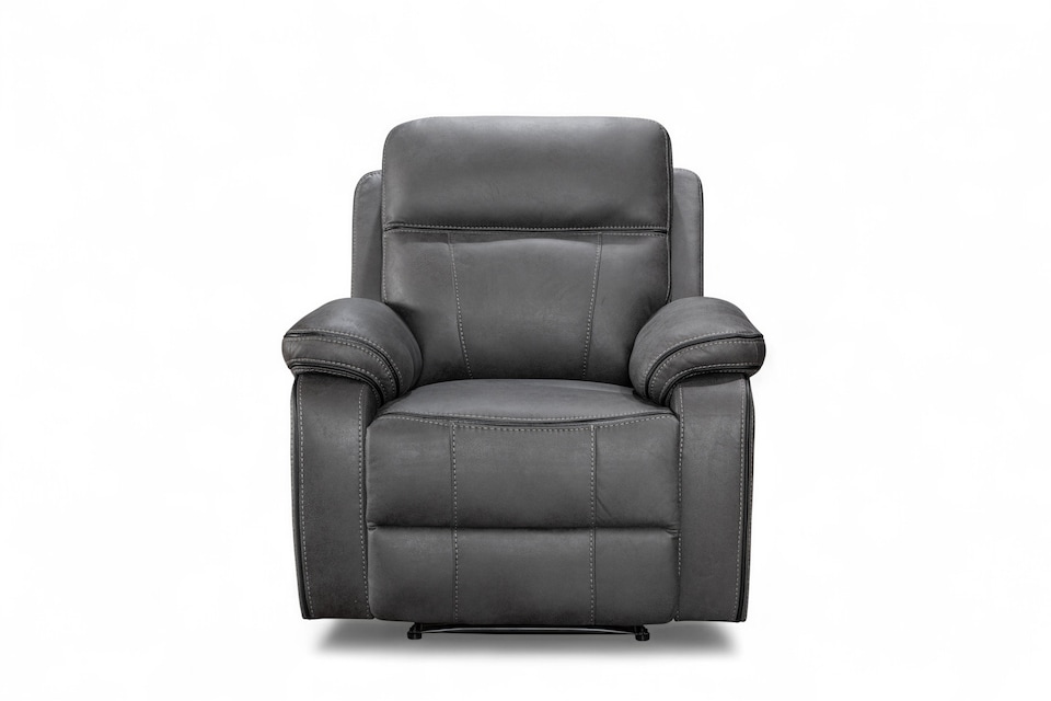 image 1 of Faux Leather Grey Manual Recliner Chair VEGAS