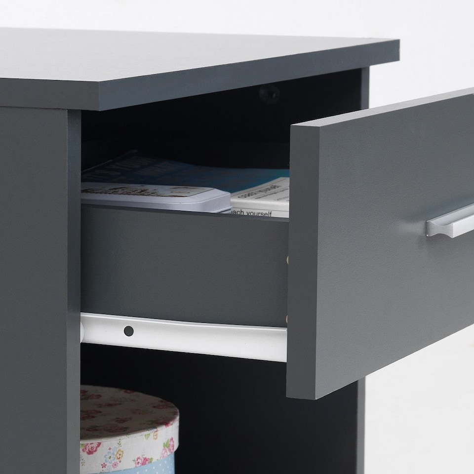image 1 of Rio Costa Bedside Cabinet Bedroom Furniture Nightstand Table 1 Drawer Dark Grey