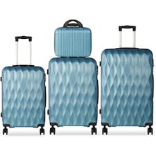4 Piece Travel Luggage Sets with 360° Spinner Wheels | Blue | Blue