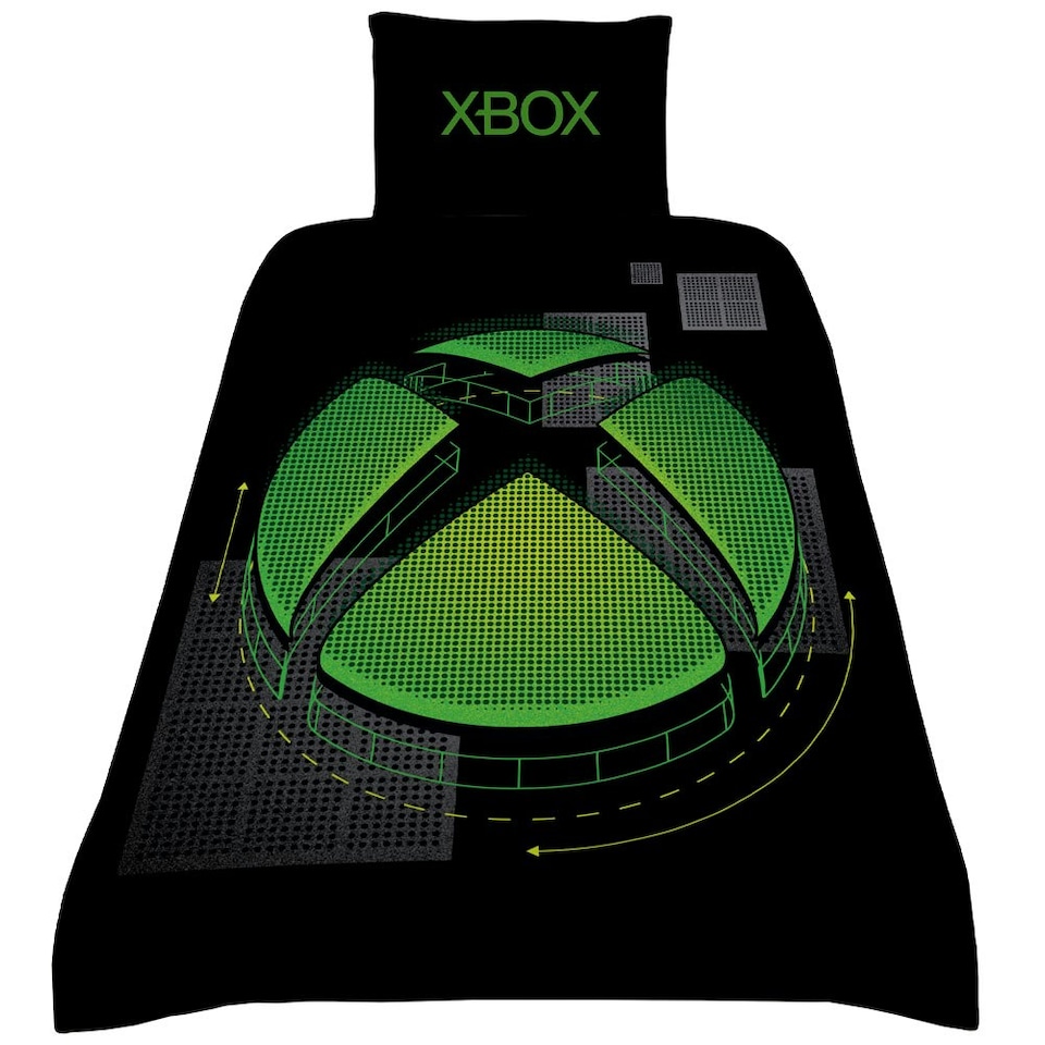 image 1 of Xbox Logo Duvet Cover Set - Black/Green - Single