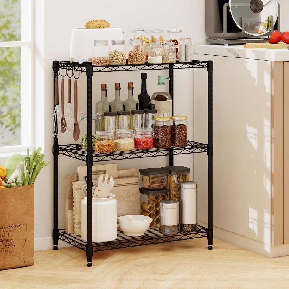 image 1 of COSTWAY 3-Tier Wire Shelving Unit Adjustable Metal Storage Shelves