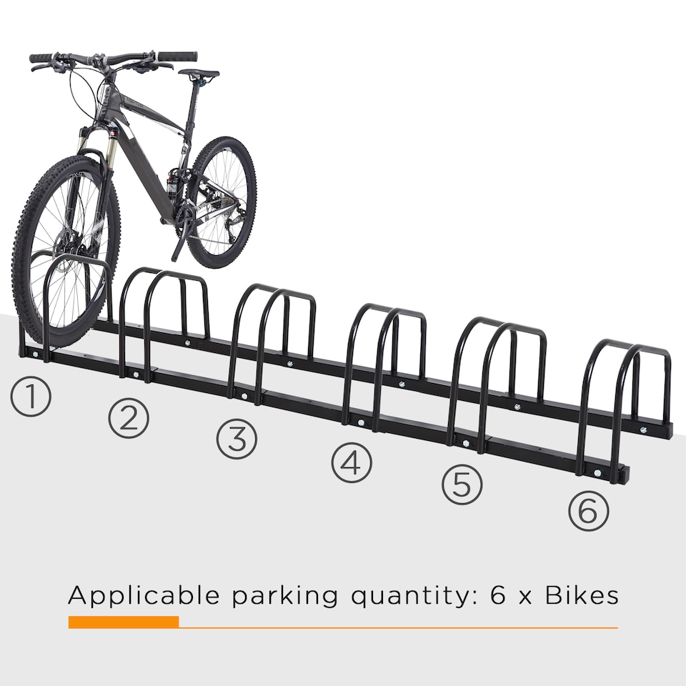 image 1 of HOMCOM Bike Parking Rack Bicycle Locking Storage Stand for 6 Cycling Black