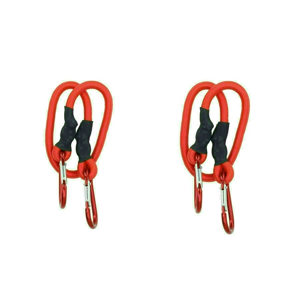 image 1 of 24" 60cm Bungee Rope with Carabiner Clips Cords Elastic Tie Down Fasteners 2pc
