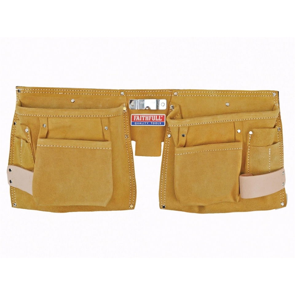 image 1 of Faithfull Double Tool & Nail Pouch | Multi | Multi Colour | 215 x 500mm (8.1/2 x 20in) | 1