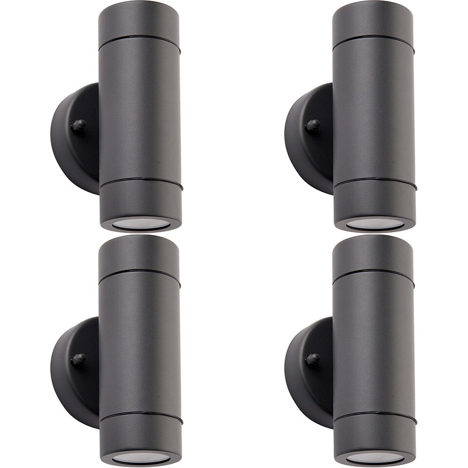image 1 of 4 PACK Up & Down Twin Outdoor IP44 Wall Light - 2 x 7W GU10 LED - Anthracite
