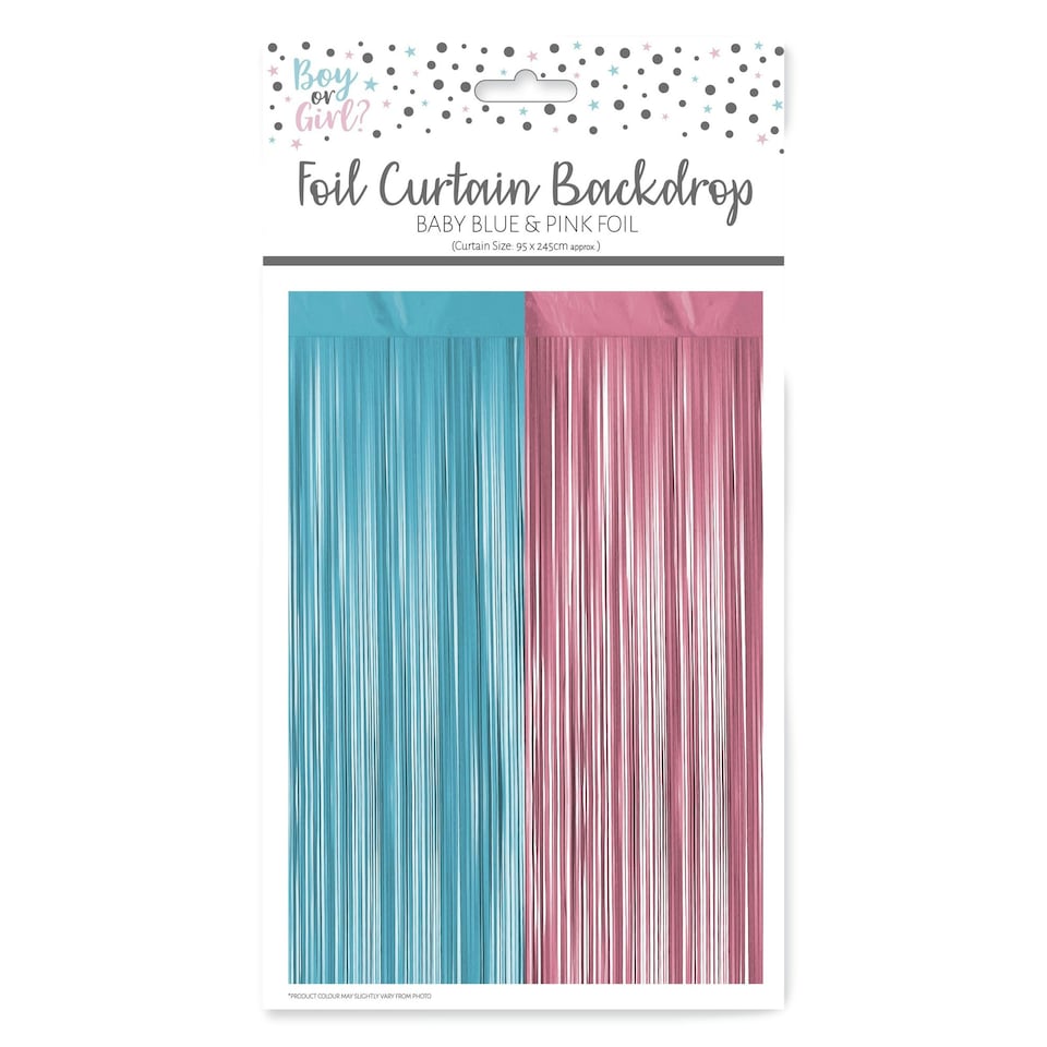 Eurowrap Foil Party Curtain - Baby Blue/Pink - One Size