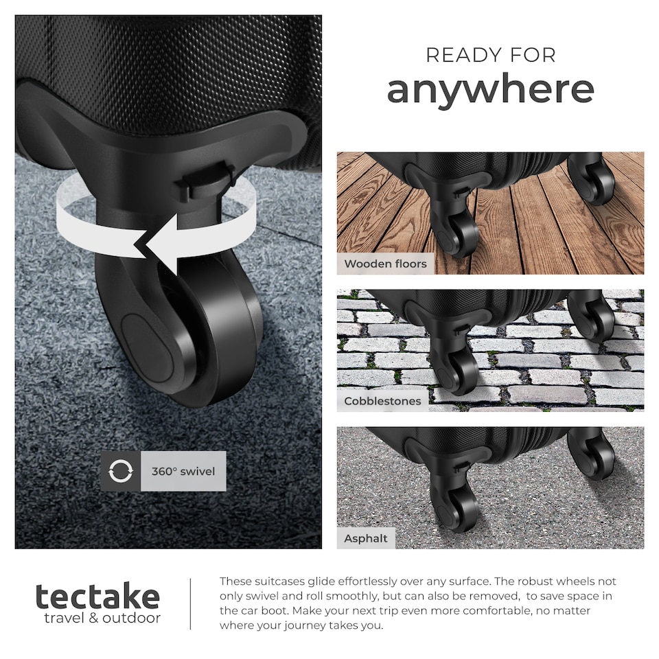 image 1 of Suitcase Set Mila - 4 hard-shell suitcases, including luggage scales and tags | Black | black | 1