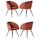 image 1 of Set of 4 Vittorio Velvet Dining Chairs with Black Metal Legs, Quilted Design Modern Accent Chair | Red