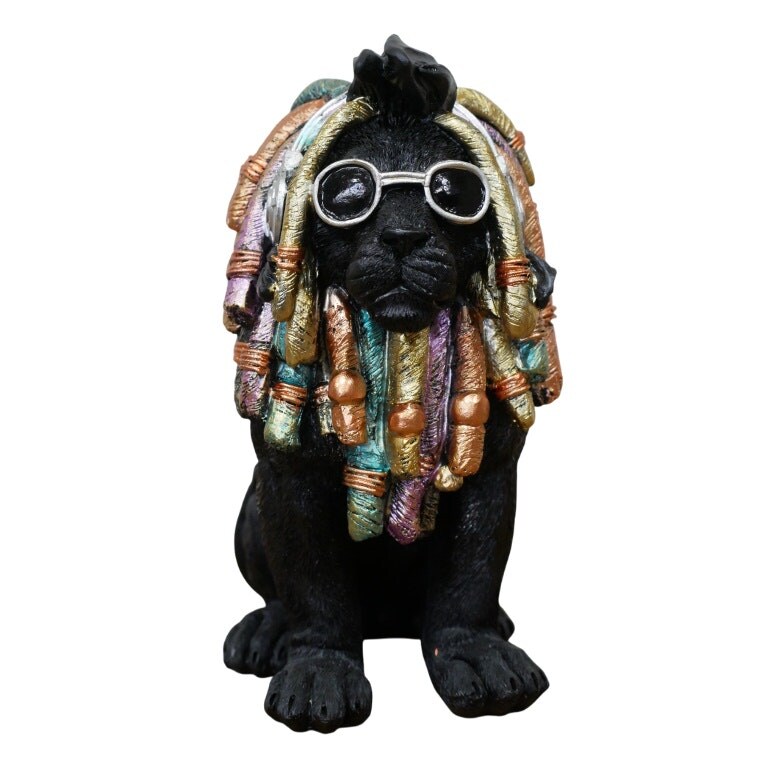 Gifts Direct 2 U Black Lion With Dreadlocks Ornament Black