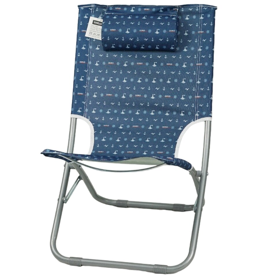 image 1 of Gr8 Garden Adult Blue Folding Beach Chair Portable Metal Garden Patio Fishing Camping Seat