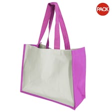 Westford Mill Printers Jute Cot Shopper Bag (21 Litres) (Pack of 2) - Fuchsia - One Size | Pink
