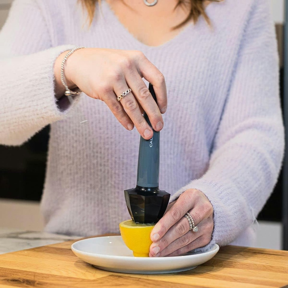 image 1 of Lemon Reamer Squeezer Manual Citrus Juicer Tool with Ergonomic Handle Blue