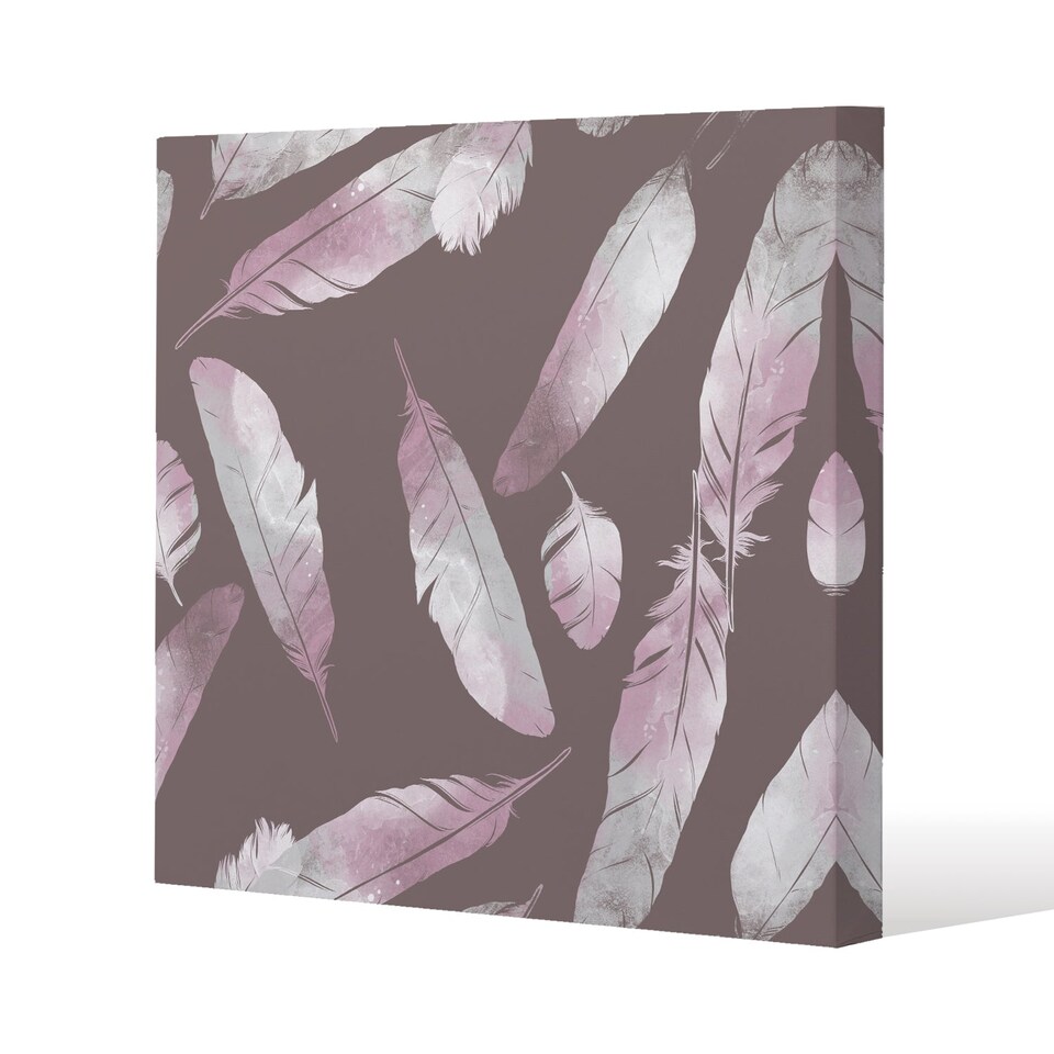 Imprints bird feathers (Canvas Print) / 61 x 61 x 4cm | Multi