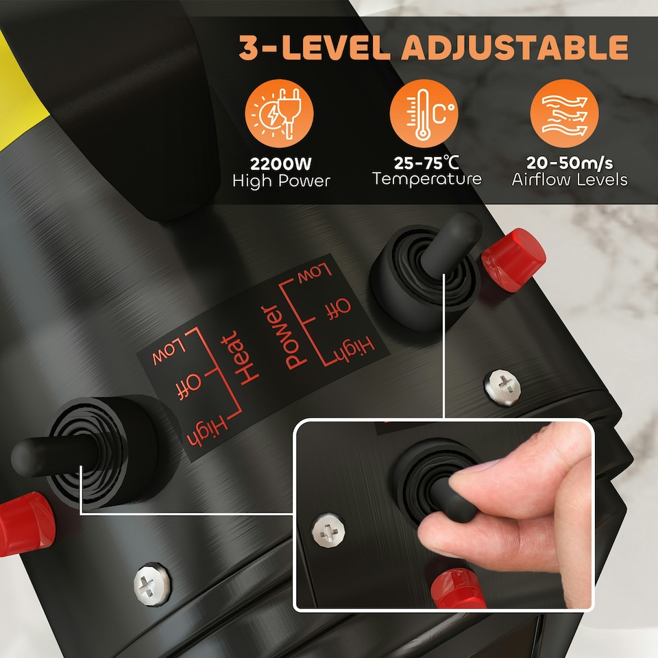 image 1 of PawHut 2200W Dog Hair Dryer with Adjustable Temperature & Velocity, Black