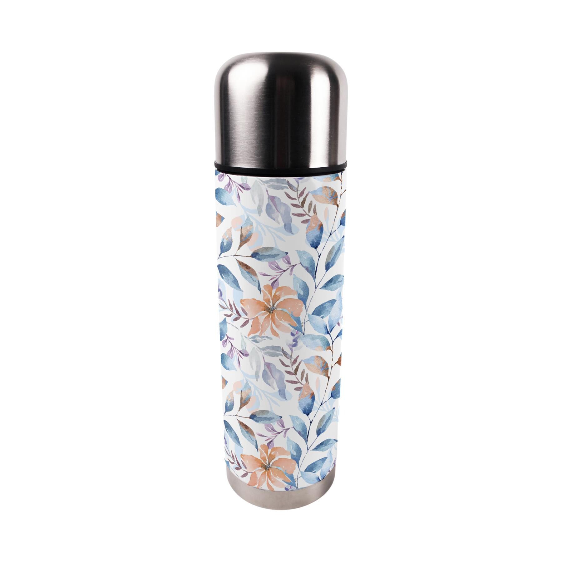 Blue & Orange Floral Large Reusable Thermal Flask - Tesco Groceries