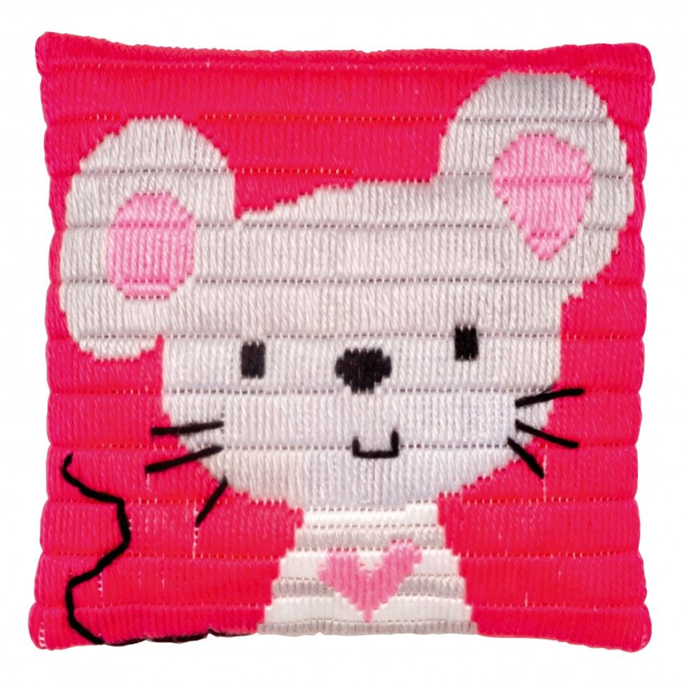 Vervaco L/S CUSH LITTLE MOUSE - Long Stitch Cushion Kit Little Mouse