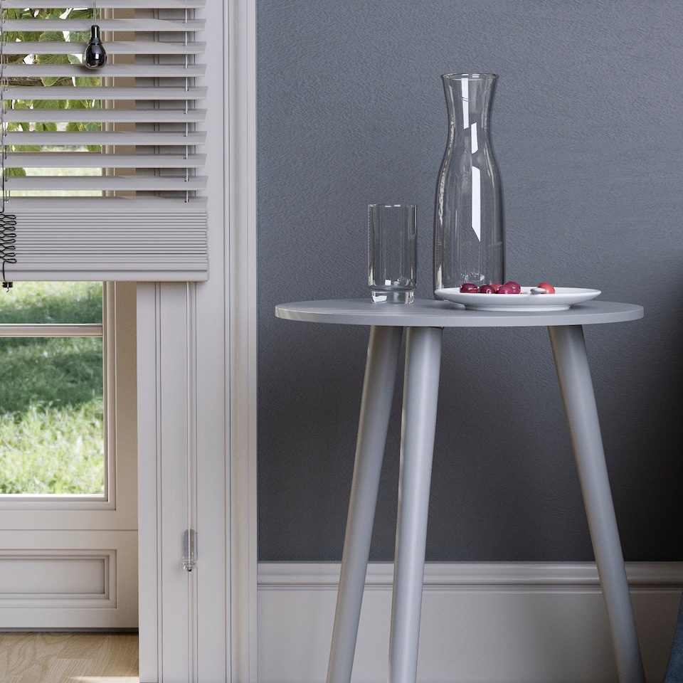 image 1 of Vida Designs Round Side Table Sofa Bedside Coffee Table, Grey