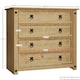 image 3 of Vida Designs Corona 4 Drawer Rustic Chest of Drawers Bedroom Storage, Solid Pine Wood
