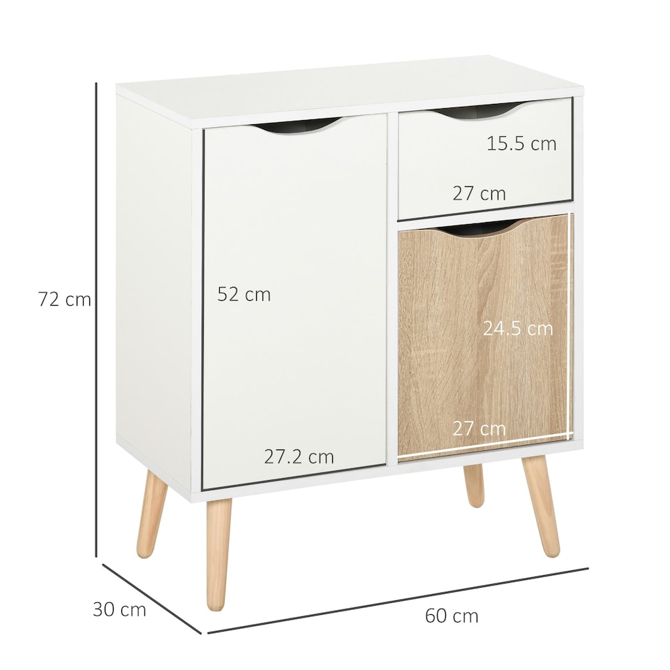 image 1 of HOMCOM Floor Cabinet Storage Cupboard Sideboard with Drawer for Bedroom