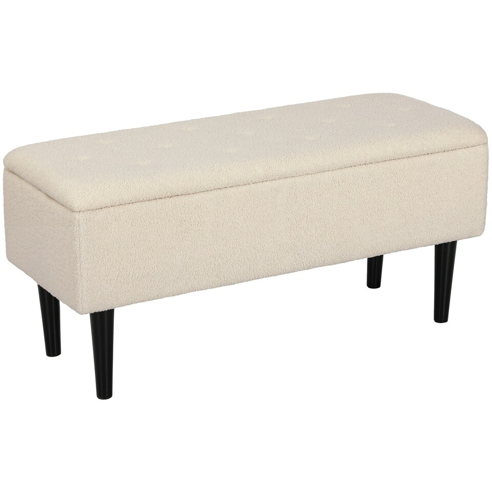 image 1 of HOMCOM 15" Ottoman Storage Box with 47L Storage Capacity, Cream White