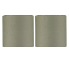 Set of 2 Sage Green Textured Cotton 17cm Table Lamp Shades | Green | Small | 2
