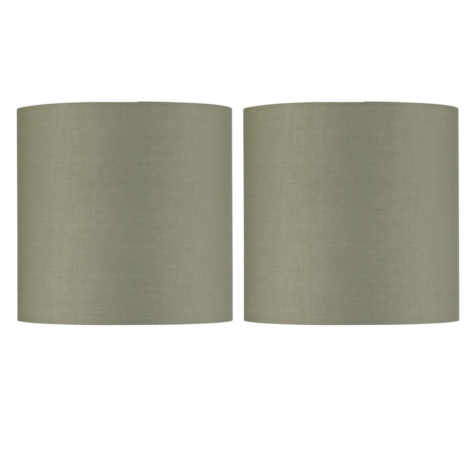 image 1 of Set of 2 Sage Green Textured Cotton 17cm Table Lamp Shades | Green | Small | 2