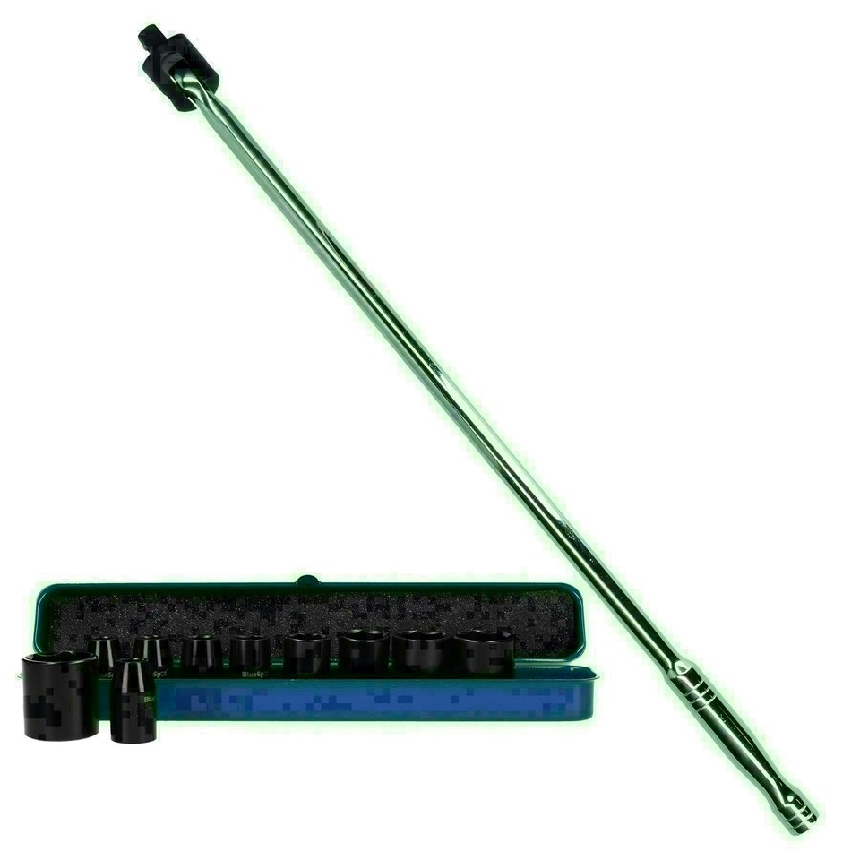 image 1 of 1/2" Drive Shallow Metric Impact Sockets 9 - 27mm 10pc & 1/2" Drive Breaker Bar