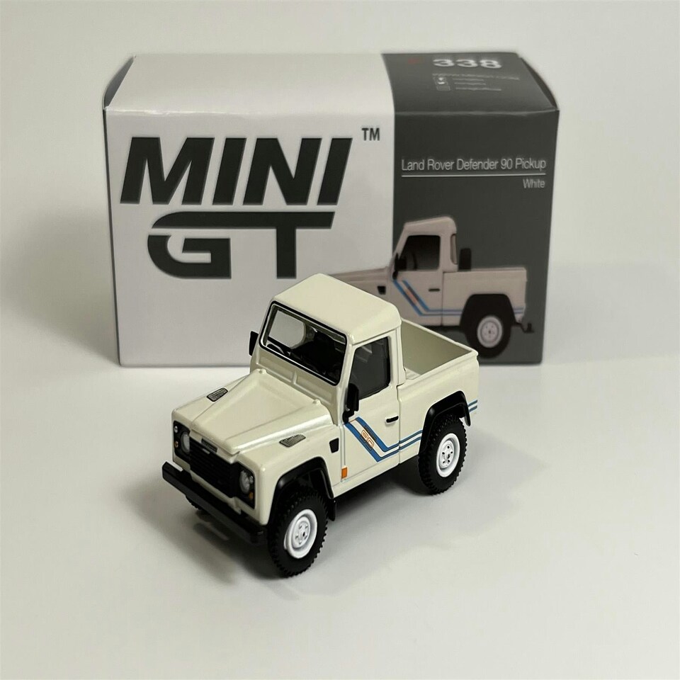 image 1 of Land Rover Defender 90 Pick Up White 1:64 Scale Mini GT MGT00338L