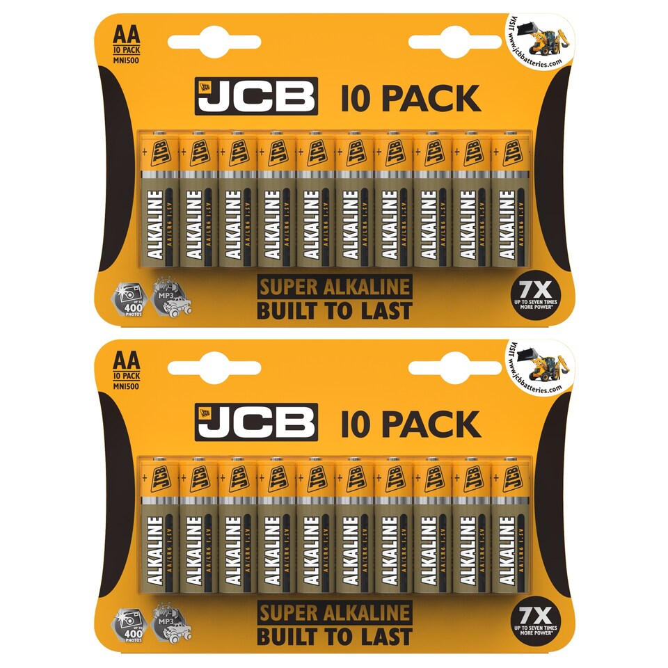 2x JCB AA Super Alkaline Batteries - Pack of 10 | Multi | AA | 10