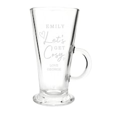 Personalised Get Cosy Latte Glass Clear