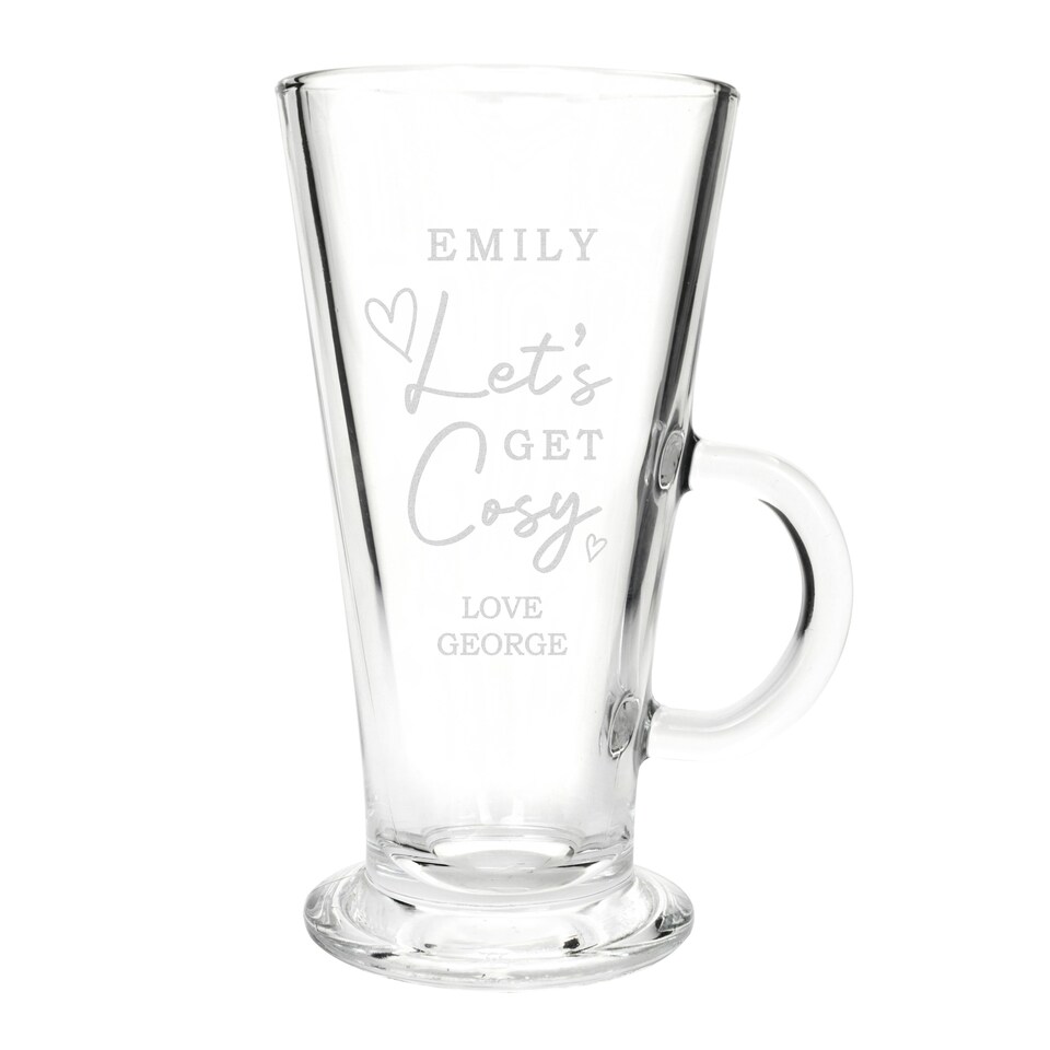 image 1 of Personalised Get Cosy Latte Glass Clear
