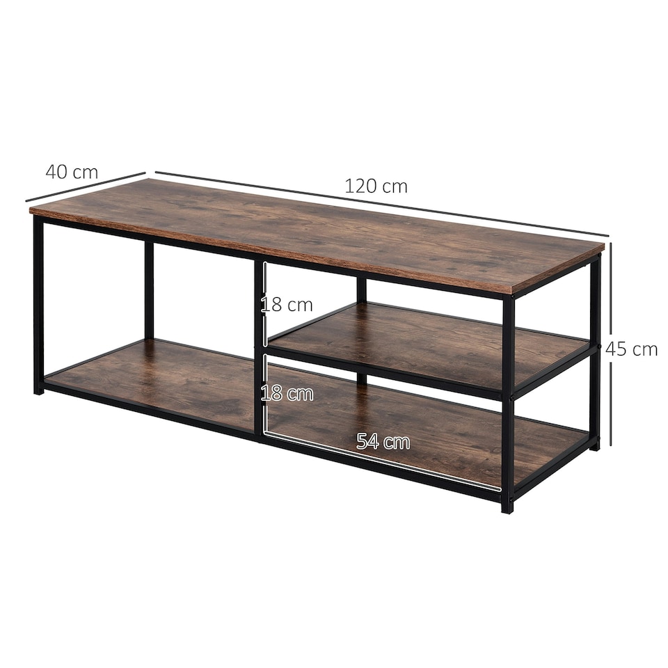 image 1 of HOMCOM Industrial TV Stand Cabinet w/ Storage&2 Shelves Metal Frame
