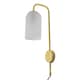 image 1 of Victoria - Satin Brass Plug in Wall Light with Frosted Glass Shade | Gold | White | 1